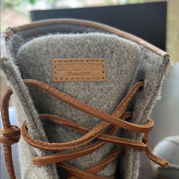 Sperry Kids Gray and Brown Lace-Up Boots - Picture 2 of 6